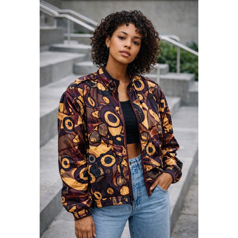 Vintage Lavon Abstract Print Jacket-Size Small, 80s/90s Shoulder Pad Windbreaker